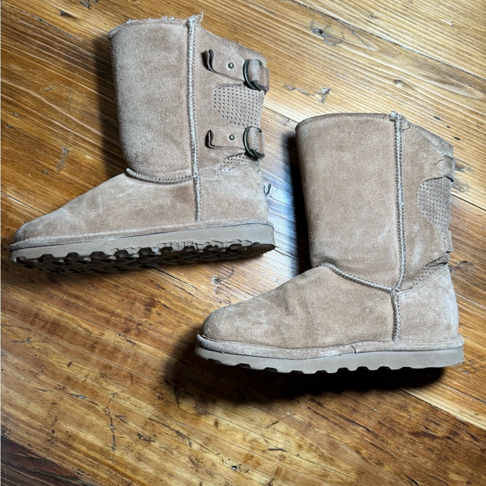 Bearpaw Womens Clara Suede Hickory Sheepskin Mid Height Cozy Winter Boots Size 8 - Picture 8 of 11